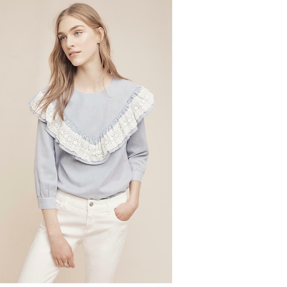 NEW Anthropologie Kitterby Ruffle Top size L new with tag